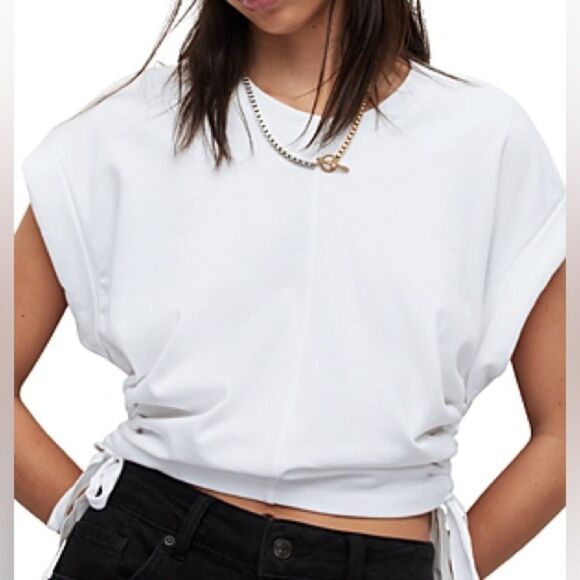 All Saints Ruched Drawstring Crop Top - Picture 1 of 3